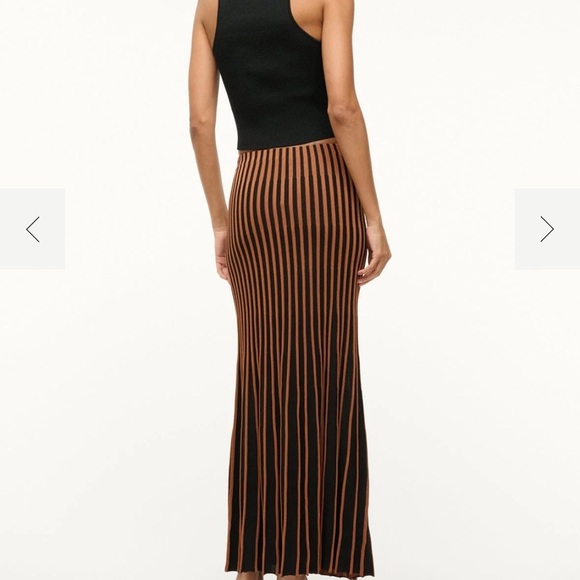 STAUD Brown Maxi Pencil Skirt with Pleated Details - Picture 2 of 4